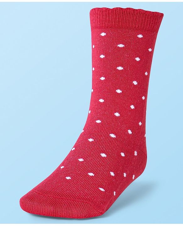 Cute Walk by Babyhug Cotton Lycra Knit Anti-bacterial Socks Polka Dots & Strawberry Design Pack of 3 - Pink White & Red