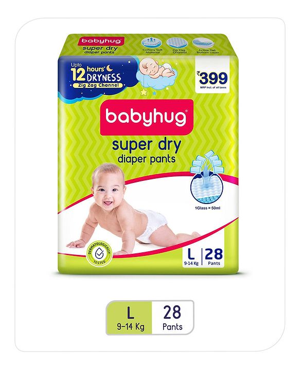 Babyhug Super Dry Diaper Pants Large - 28 Pieces