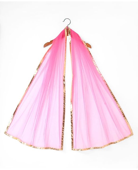 Pine Kids Woven Full Sleeves Kurti Patiala & Dupatta Set with Foil Print & Lace Detailing - Pink
