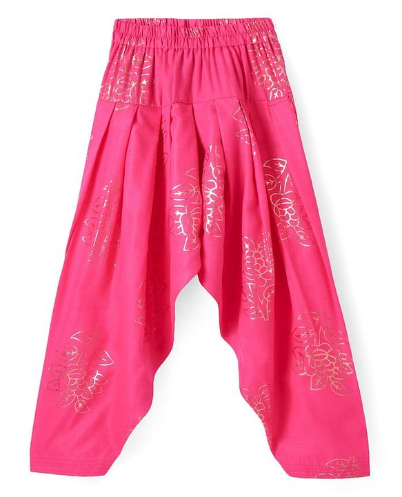 Pine Kids Woven Full Sleeves Kurti Patiala & Dupatta Set with Foil Print & Lace Detailing - Pink
