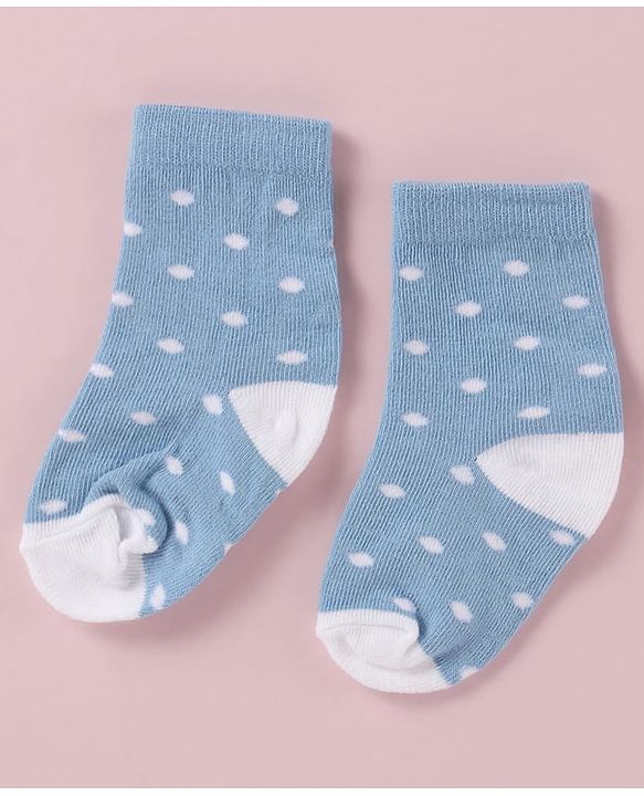 Cute Walk by Babyhug Cotton Knit Anti Bacterial Ankle Length Socks With Polka Dots & Bunny Print -  White