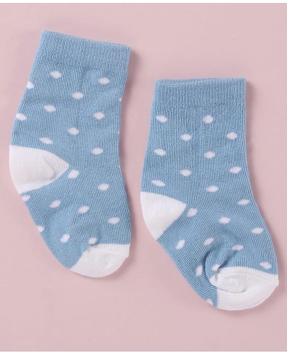 Cute Walk by Babyhug Cotton Knit Anti Bacterial Ankle Length Socks With Polka Dots & Bunny Print -  White