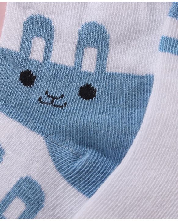 Cute Walk by Babyhug Cotton Knit Anti Bacterial Ankle Length Socks With Polka Dots & Bunny Print -  White