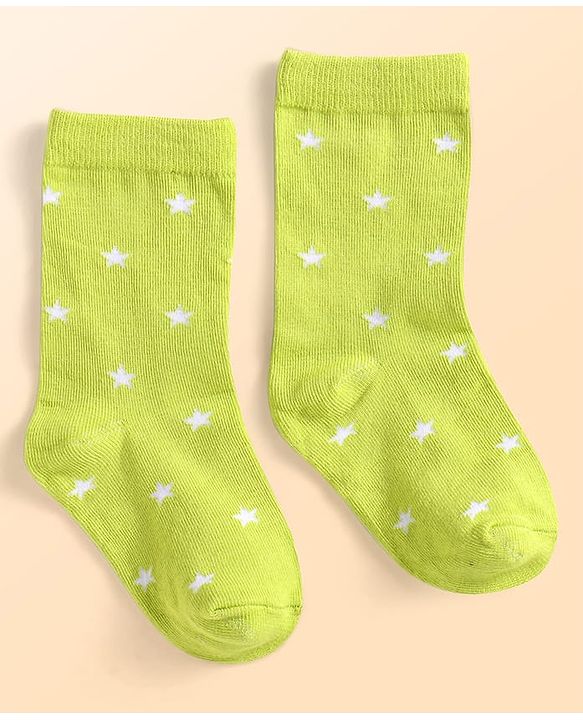 Cute Walk by Babyhug Knit Ankle Length Socks With Star Design Pack of 3 - Green & Grey