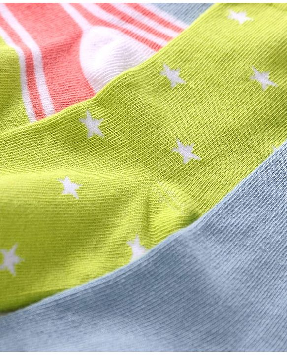 Cute Walk by Babyhug Knit Ankle Length Socks With Star Design Pack of 3 - Green & Grey