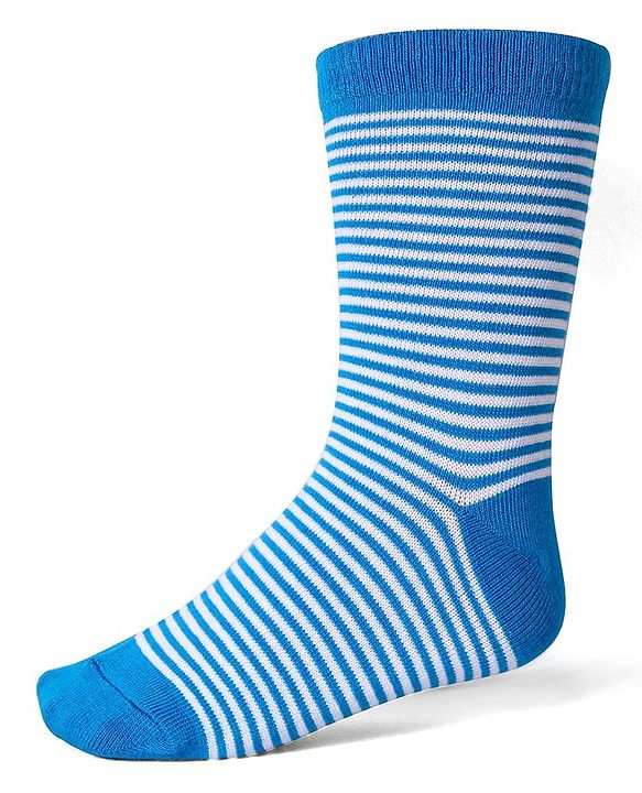 Cute Walk by Babyhug Cotton Lycra Knit Anti-bacterial Socks Strips & Dinosaur Design Pack of 3 - Yellow White & Blue