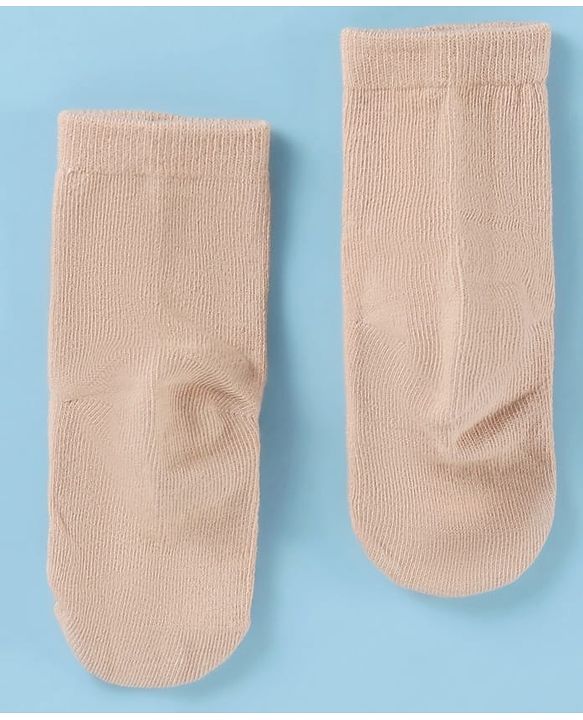 Cute Walk by Babyhug Cotton Knit Antibacterial Ankle Socks With Striped & Bear Print - Brown & Grey