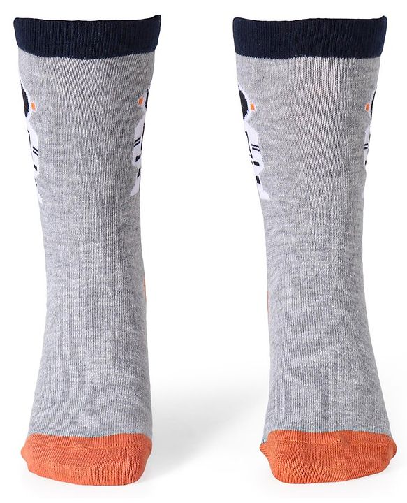 Cute Walk by Babyhug Cotton Lycra Knit Anti-bacterial Socks Strips Stars & Astronaut Design Pack of 3 - Blue Black & Gray