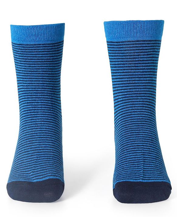 Cute Walk by Babyhug Cotton Lycra Knit Anti-bacterial Socks Strips Stars & Astronaut Design Pack of 3 - Blue Black & Gray