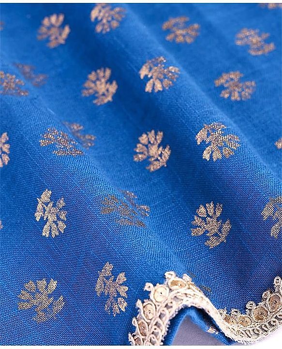 Pine Kids Cotton Woven Half Sleeves Floral Printed Kurta Salwar Dupatta Set with Lace & Sequin Detailing - Navy Blue