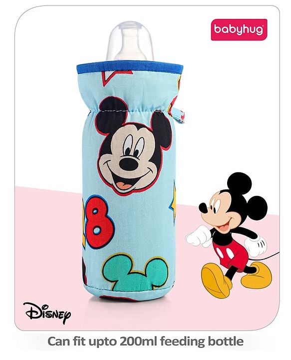 Babyhug Disney Feeding Bottle Cover with Smiley Mickey Face Print Medium - Blue