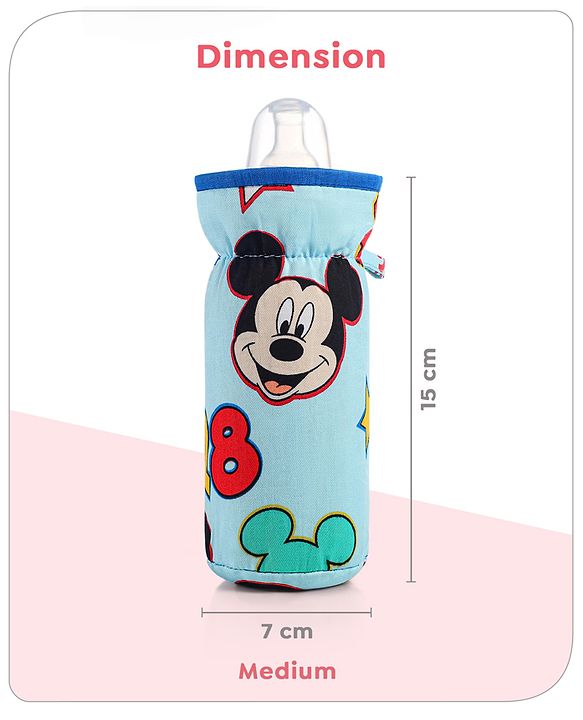 Babyhug Disney Feeding Bottle Cover with Smiley Mickey Face Print Medium - Blue