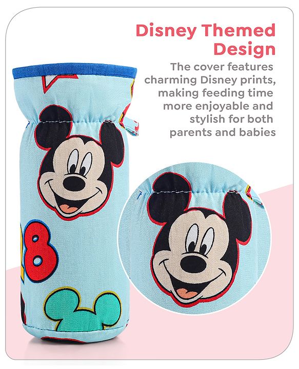 Babyhug Disney Feeding Bottle Cover with Smiley Mickey Face Print Medium - Blue