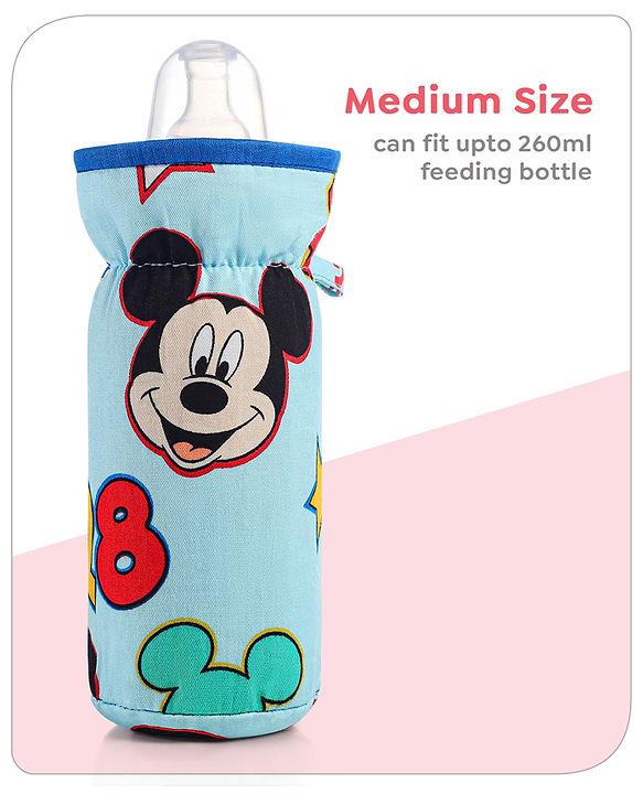 Babyhug Disney Feeding Bottle Cover with Smiley Mickey Face Print Medium - Blue