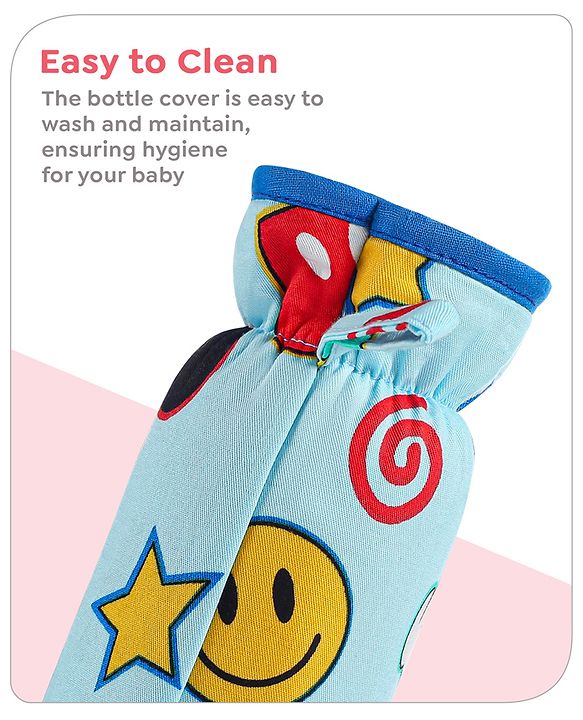 Babyhug Disney Feeding Bottle Cover with Smiley Mickey Face Print Medium - Blue