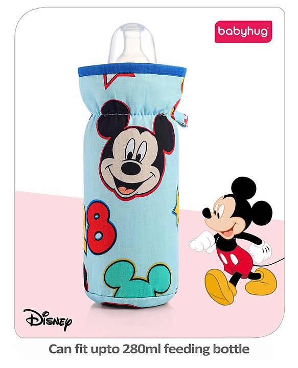 Babyhug Disney Feeding Bottle Cover Smiley Mickey Face Print Large - Blue