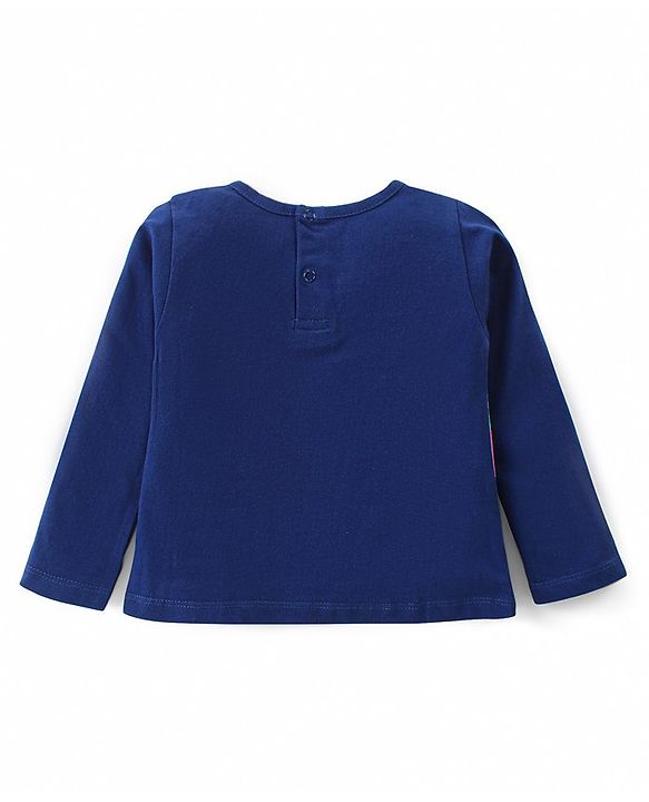 Babyhug Cotton Knit Full Sleeves Night Suit with Fox & Floral Print - Navy