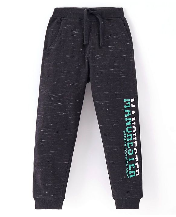 Babyhug Cotton Looper Knit Full Length Lounge Pant Train Print - Grey main image 0