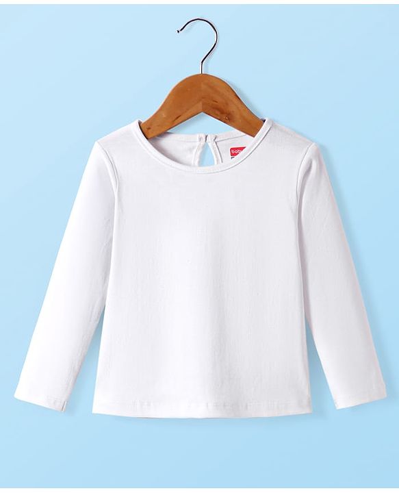Babyhug 100% Cotton Woven Full Sleeves Antibacterial T-Shirt with Frock & Sheep Applique - White & Pink
