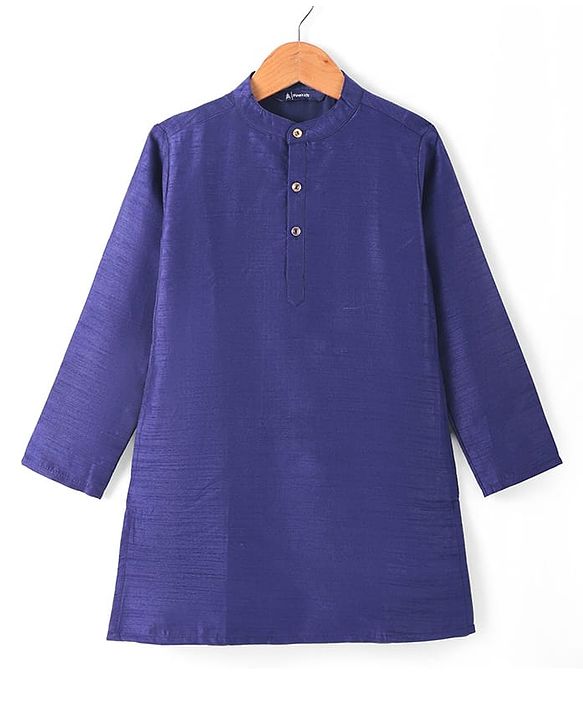 Pine Kids Woven Full Sleeves Solid Colour Kurta Pyjama Set with Floral Printed Nehru Jacket - Violet