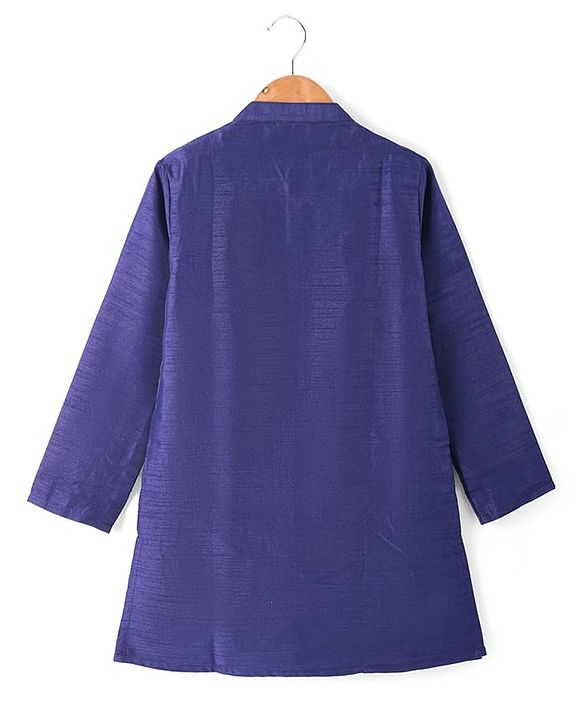 Pine Kids Woven Full Sleeves Solid Colour Kurta Pyjama Set with Floral Printed Nehru Jacket - Violet
