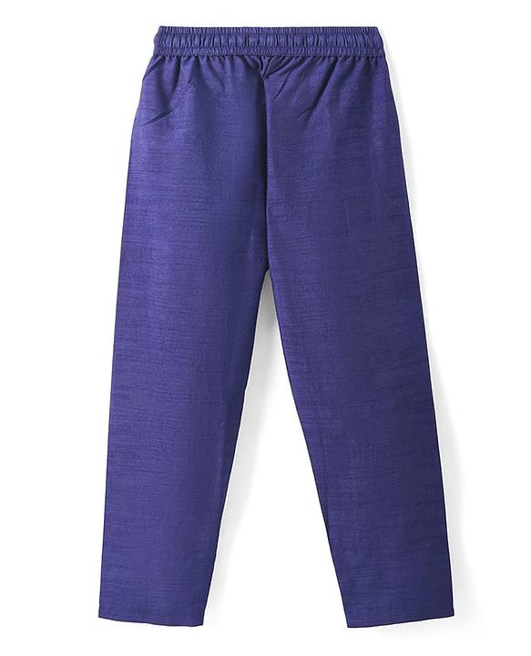 Pine Kids Woven Full Sleeves Solid Colour Kurta Pyjama Set with Floral Printed Nehru Jacket - Violet
