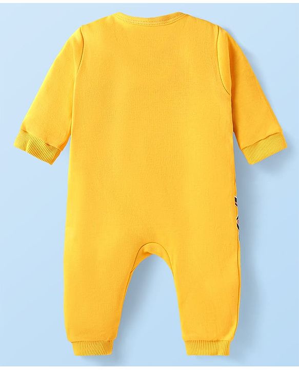 Babyhug Disney Interlock Knit Full Sleeves Front Open Rompers with Cars Graphics Pack of 2 - White & Yellow