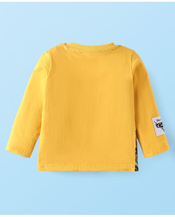 Babyhug Disney Single Jersey Knit Full Sleeves Cars Printed T-Shirts & Joggers Set - Yellow White & Blue