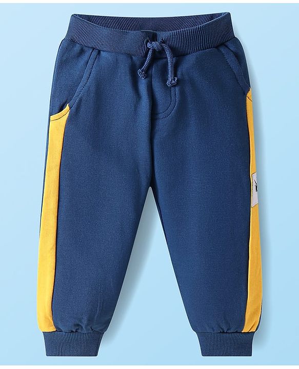 Babyhug Disney Single Jersey Knit Full Sleeves Cars Printed T-Shirts & Joggers Set - Yellow White & Blue