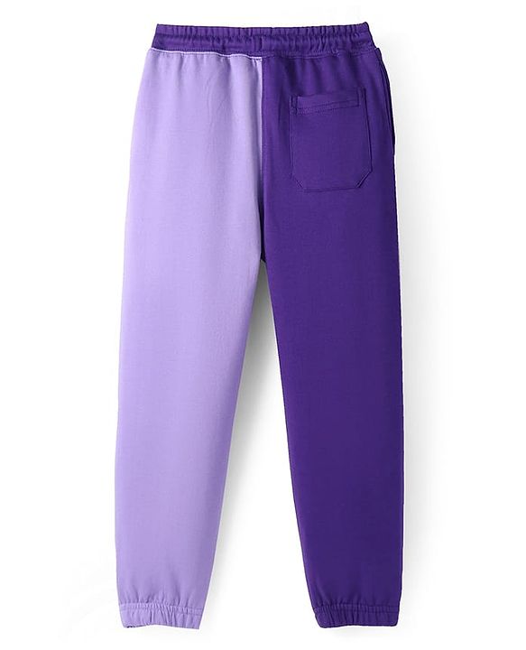 Pine Kids Cotton Blend Knit Full Length Lounge Pants with Text Print - Violet & Lavender