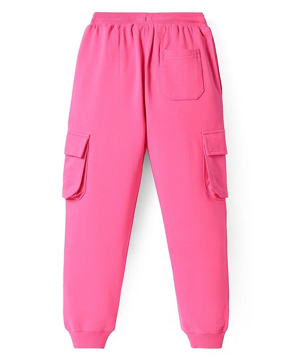 Pine Kids Cotton Knit Full Length Lounge Pants With Butterfly Print - Dark Pink