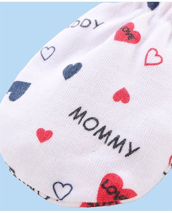 Babyhug Interlock Knit Striped & Solid Mittens Pack of 3 - Pink & White