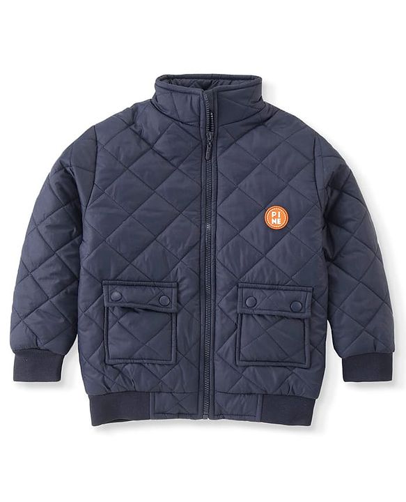 Pine Kids  Full Sleeves Padded Quilted  Jacket Solid Colour - Navy Blue