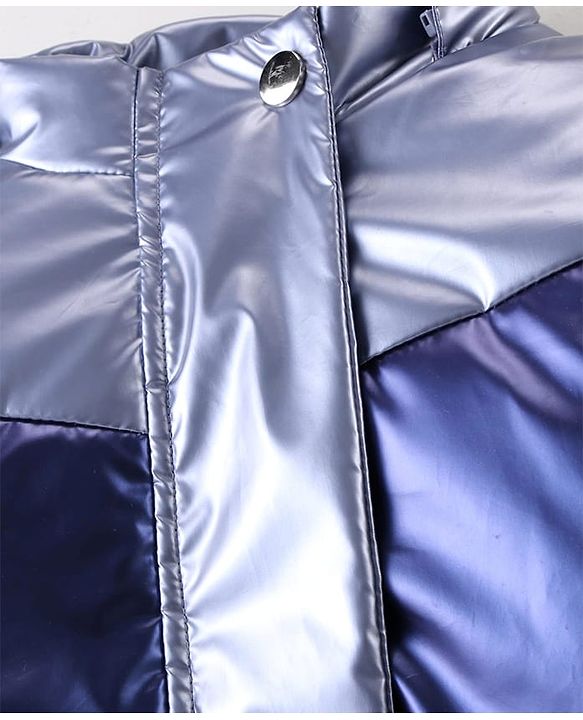 Pine Kids Woven Full Sleeves Padded Jacket with Detachable Hood - Navy Blue & White