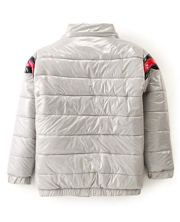 Pine Kids Woven Full Sleeves Padded Winter Jacket with Detachable Hood & Pockets - Light Grey