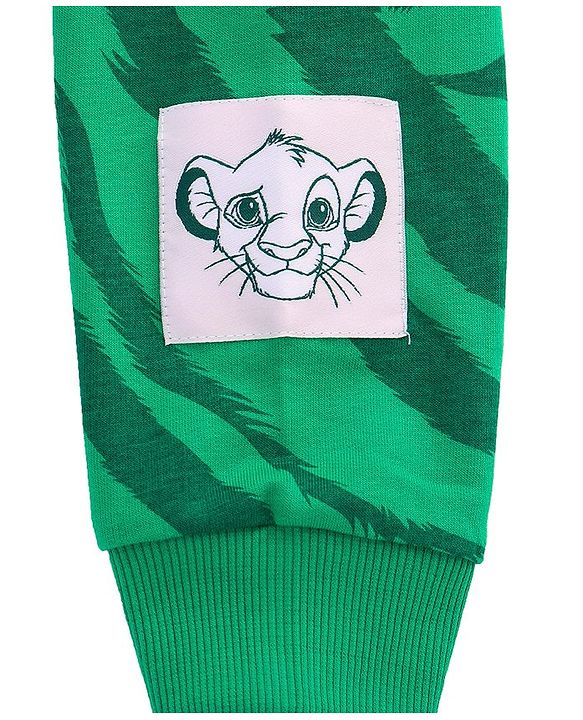 Pine Kids Disney Terry Knit Full Sleeves Sweatshirt With Camouflage Design & Lion King Graphics - Green