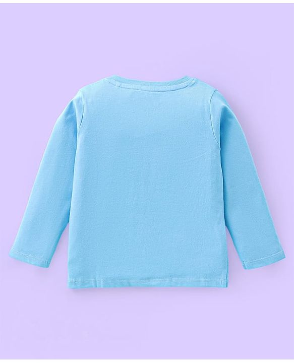 Babyhug Single Jersey Knit Dungaree and Full Sleeves T-Shirt Set with Cub Print - White & Sky Blue