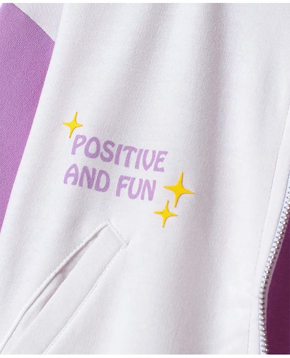 Pine Kids Knit Full Drop Shoulder Sleeves Cut & Sew Jacket with Solid Color Frock & Text Print - Purple
