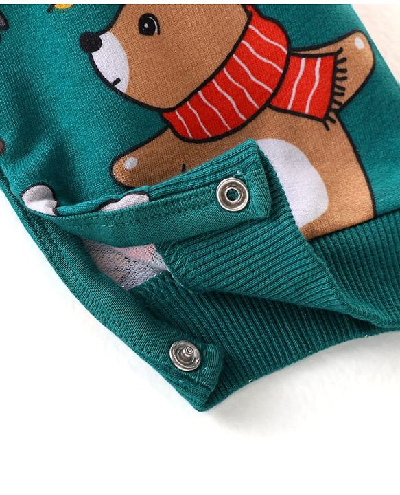 Babyhug Single Jersey Knit Full Sleeves Striped T-Shirt & Dungaree with Animal Print - Yellow & Green