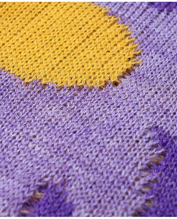 Pine Kids Full Sleeves Front Open   Sweater With Floral Design - Purple Yellow & White