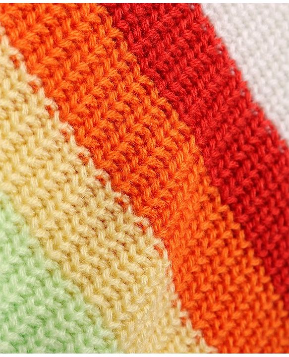 Pine Kids Knitted Full Sleeves Color Block Designed Sweater - White