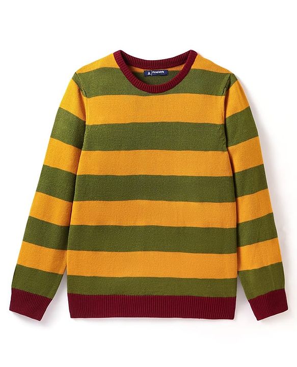 Pine Kids Knitted Full Sleeves Striped Pullover - Multicolor
