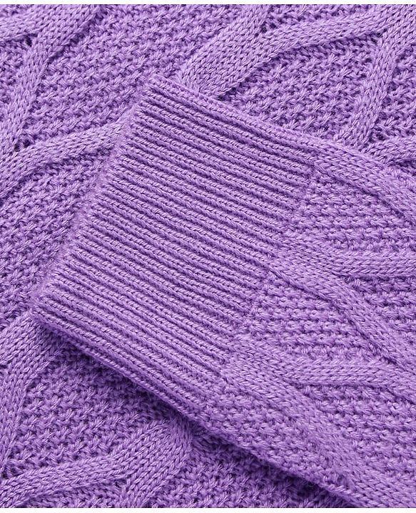 Pine Kids Knitted Full Sleeves Sweater & Pant Set with Cable Knit Design - Purple