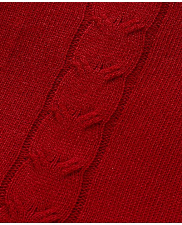Pine Kids Knitted Full Sleeves Solid Colour Front Open Sweater with Pullover & Pant Set - Dark Red