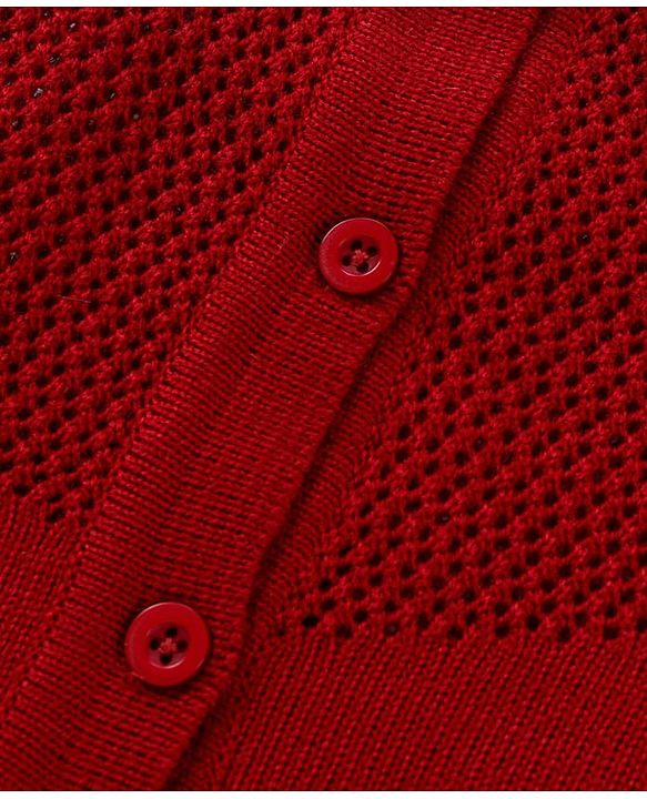 Pine Kids Knitted Full Sleeves Solid Colour Front Open Sweater with Pullover & Pant Set - Dark Red