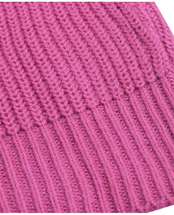 Pine Kids Knitted Full Sleeves Solid Colour Turtle Neck Pullover Sweater - Dark Pink