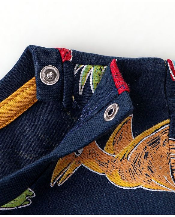 Babyhug Cotton Knit Full Sleeves Night Suit With Animals Print - Navy