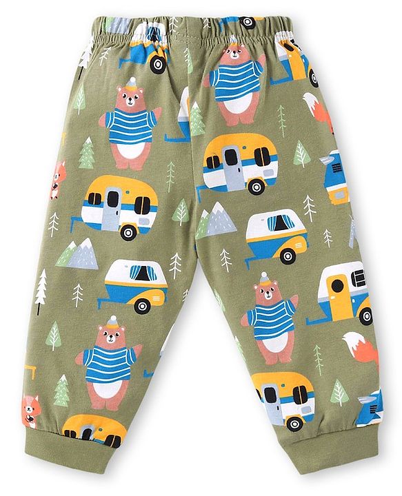 Babyhug Cotton Knit Full Sleeves Night Suit With Vehicles Print - Blue