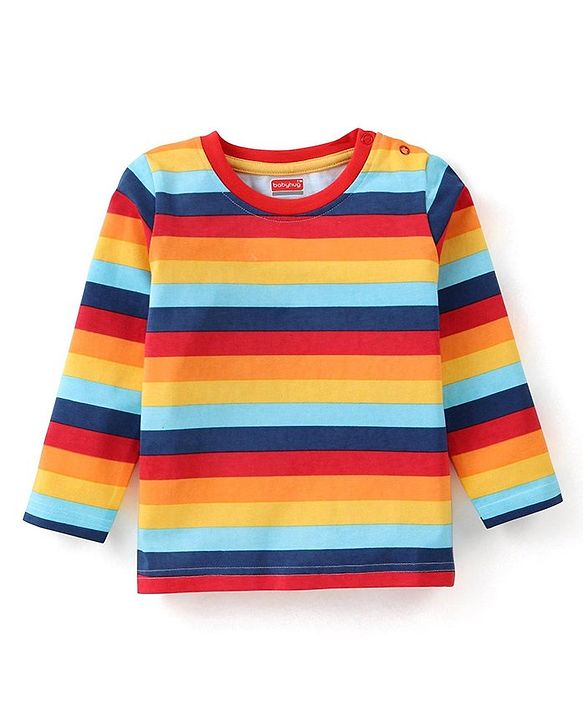 Babyhug Single Jersey Woven Dungaree with Vehicle Embroidery & Striped Full Sleeves T-Shirt - Navy Blue