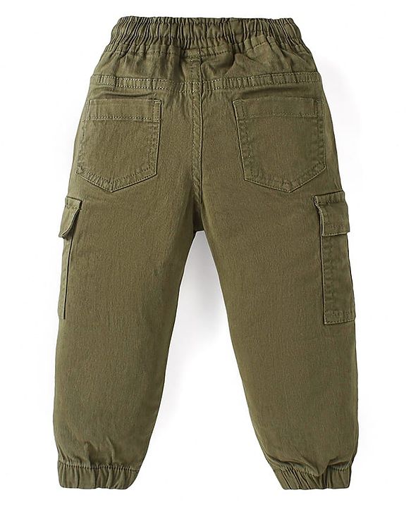Babyhug Cotton Woven Full Sleeves Shirt & Trouser Set With Tropical Theme Print - Olive Green